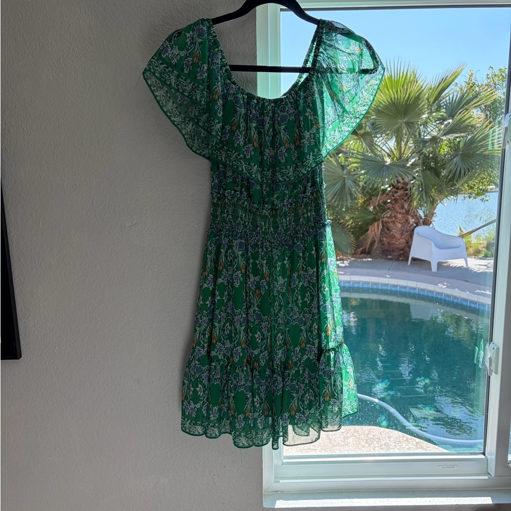 Green Floral Off-Shoulder Summer Dress